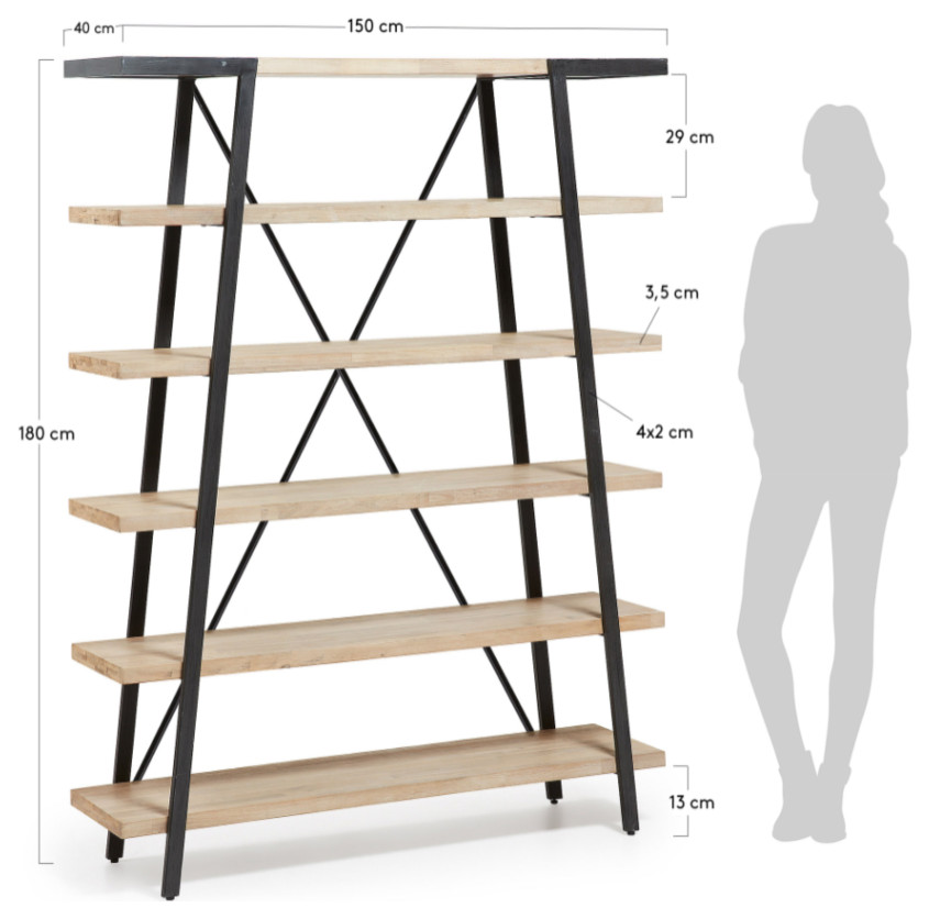 Natural 6 Shelf Bookcase  La Forma Thinh   Industrial   Bookcases   by Oroa   Distinctive Furniture  Houzz