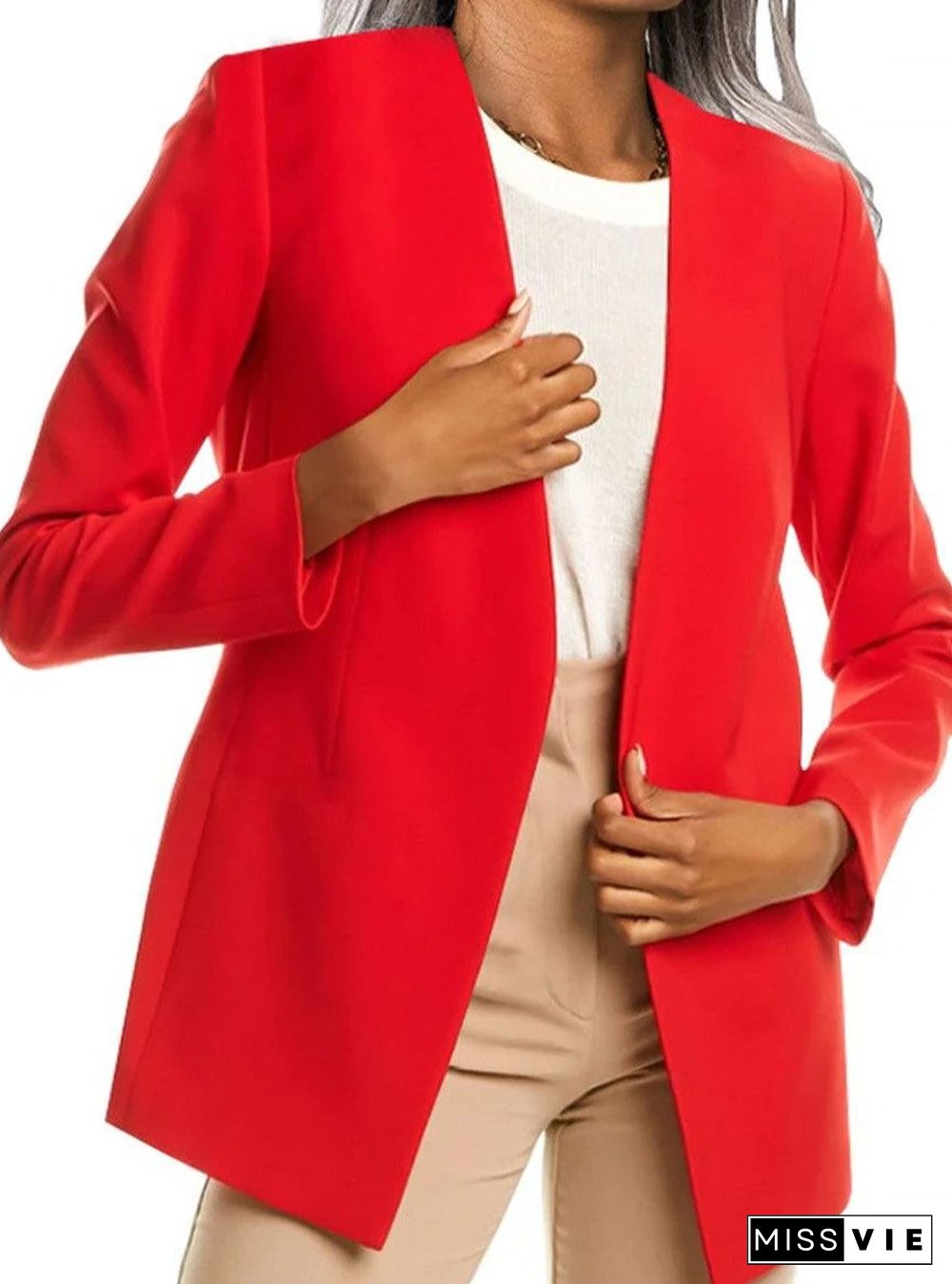 Loose Casual Solid Color Cardigan Blazer