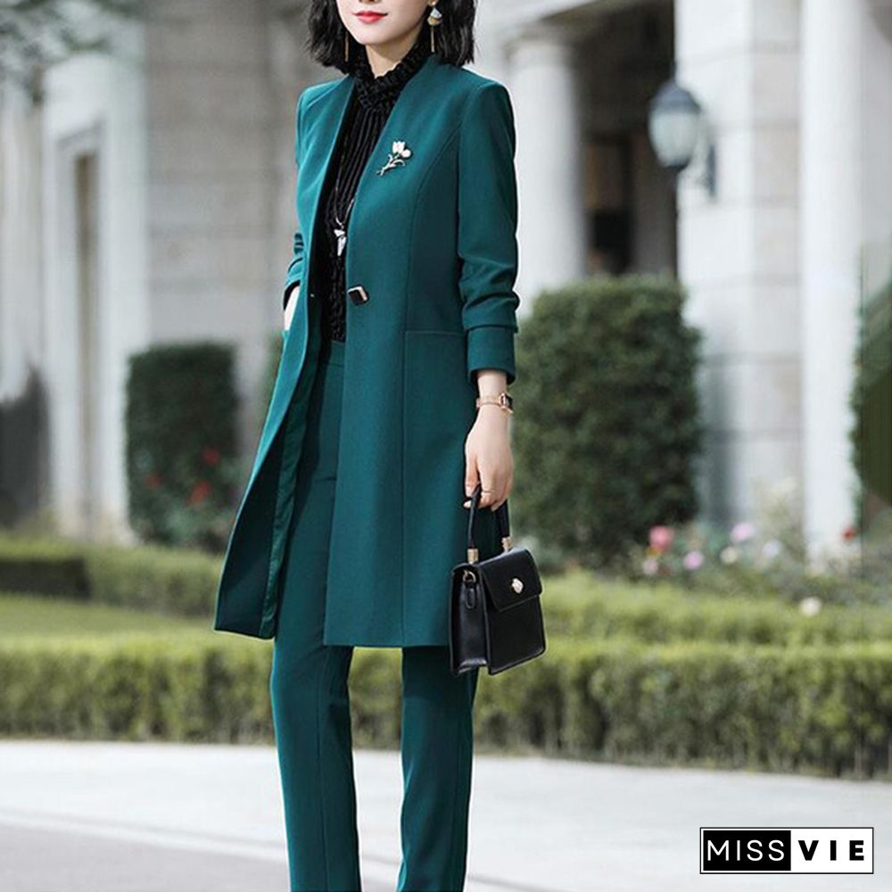 Fashion Uniform Styles Professional Business Suits For Women Office Work Wear Blazers Set Pantsuits Autumn Winter Outfits Set