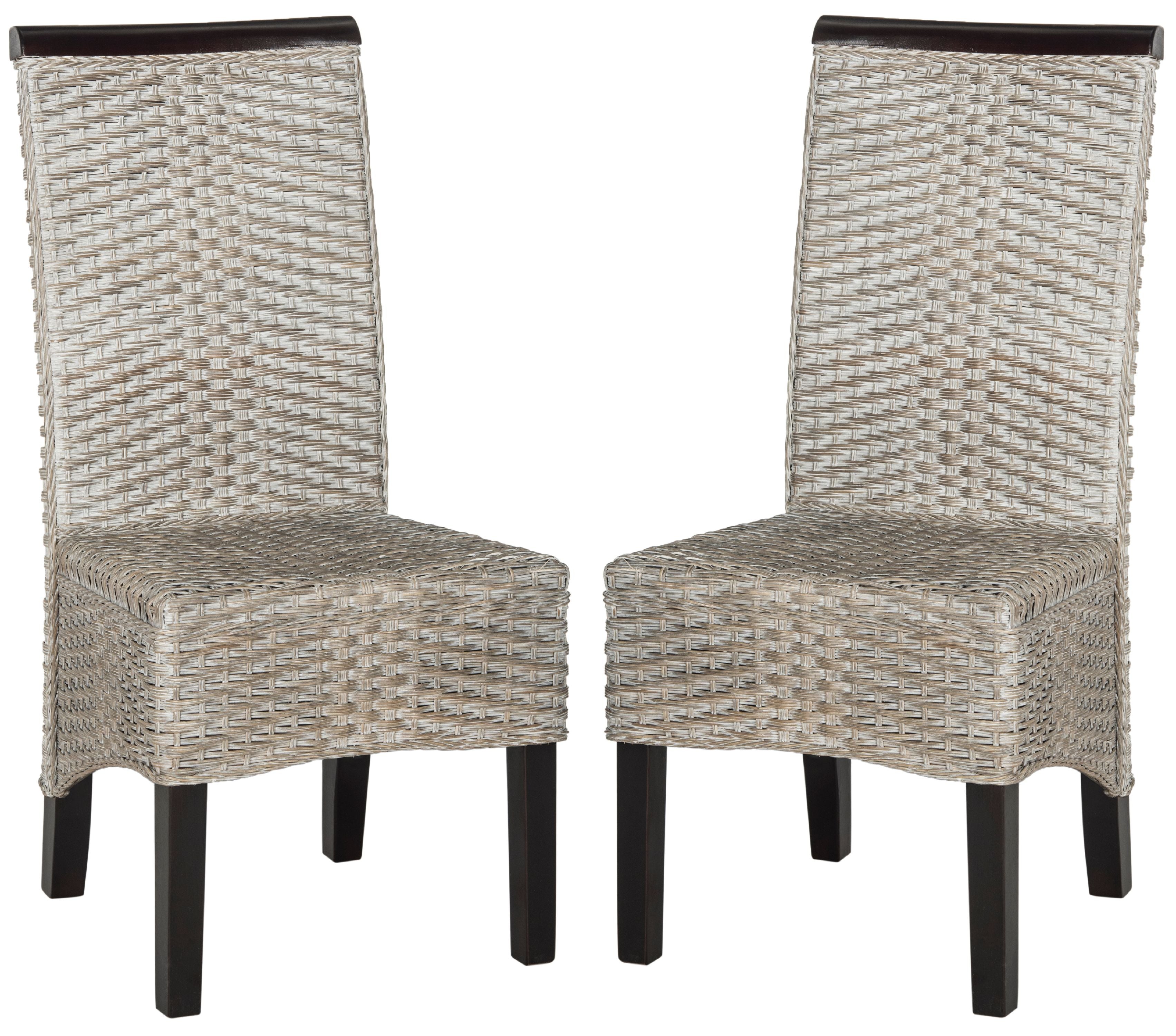 Safavieh Ilya Nautical Wicker 18''H Wicker Dining Chair， Set of 2