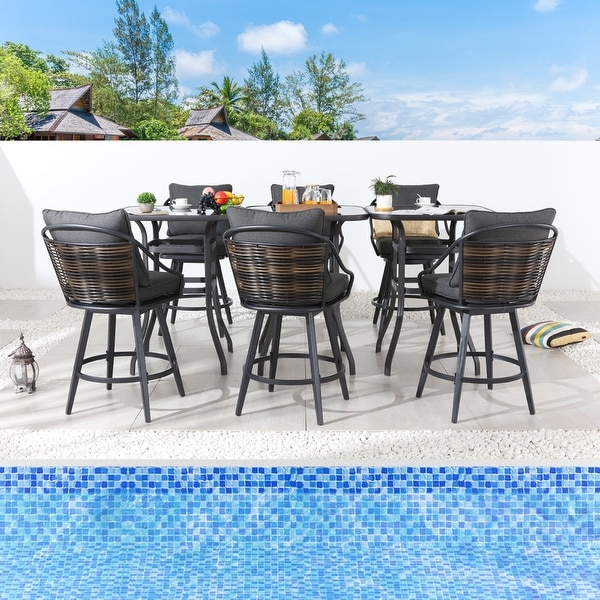 Patio Festival 9Piece Outdoor Bar Height Dining Set with Cushions