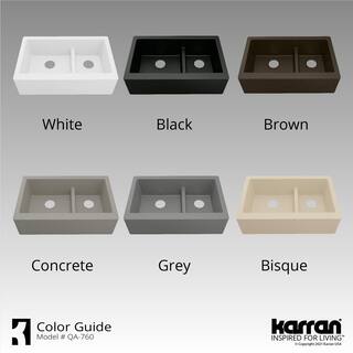 Karran QA-760 QuartzGranite 34 in. Double Bowl 6040 FarmhouseApron Front Kitchen Sink in White with Grid and Strainer QA-760-WH-PK1