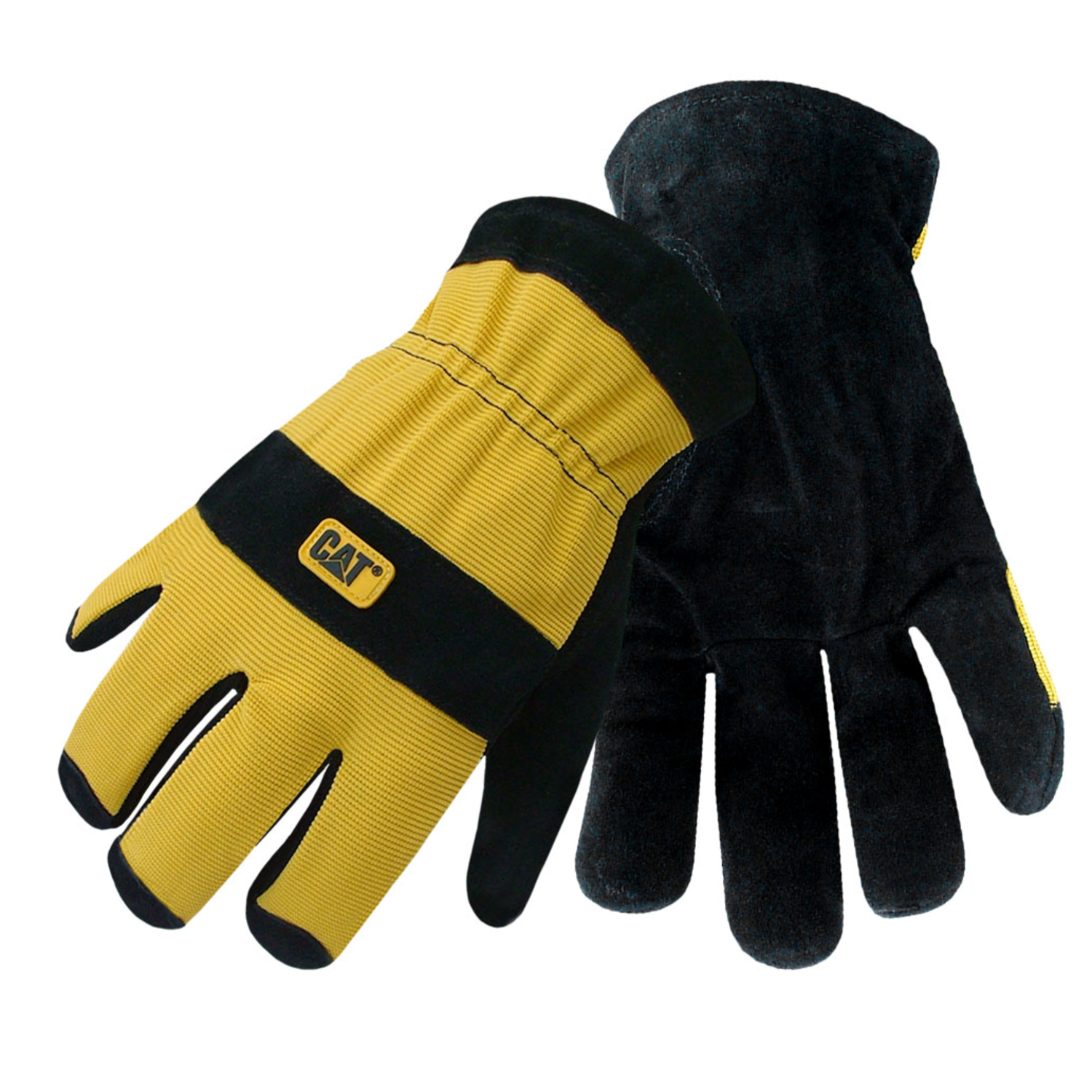 CAT Men\u0027s Indoor/Outdoor Palm Work Gloves Black/Yellow L 1 pair