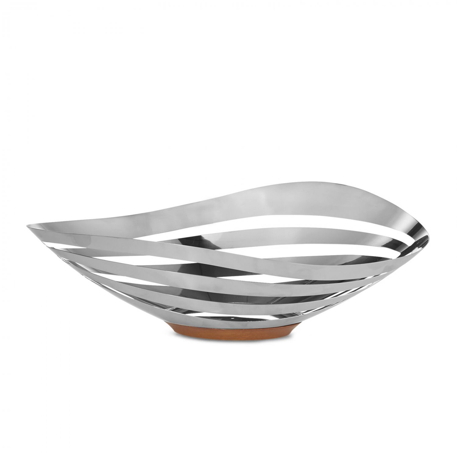 Nambe Pulse Collection Bread and Fruit Serving Bowl， Stainless Steel - Silver