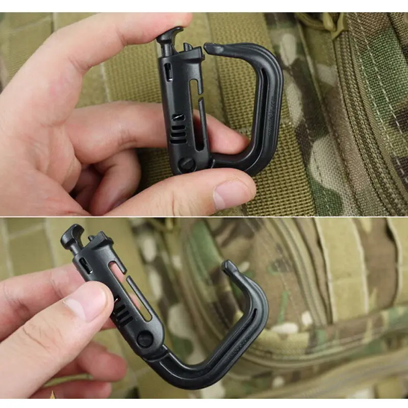 Tactical Plastic Shackle Carabiner Hanging Spring Snap Key Chain Outdoor Camping Hiking Tactical Backpack Bag Accessories