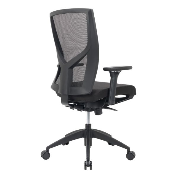 WorkPro Oceanic Mesh/Fabric Ergonomic High-Back Executive Chair， Black， BIFMA Certified