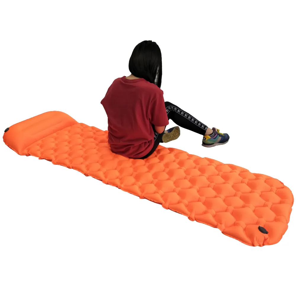 Ultralight waterproof outdoor inflatable mattress with pillow for camping hiking