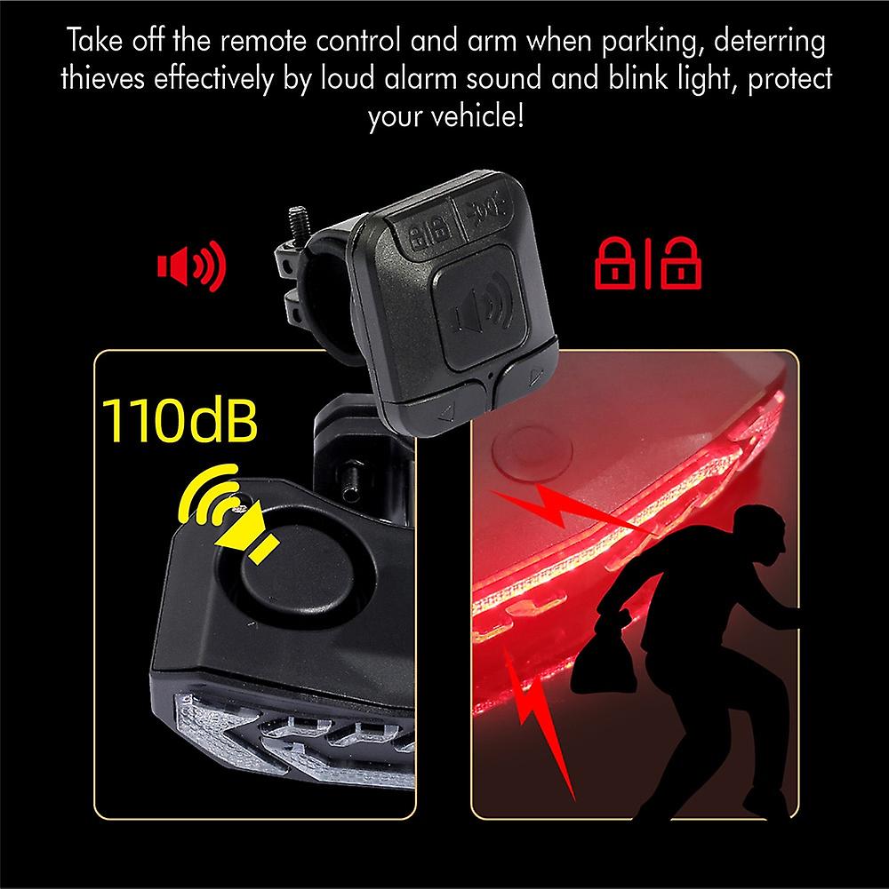 Elecpow Bicycle Alarm Taillight Anti Theft Usb Rechargeable Waterproof Bike Rear Tail Light Turn Signal Warning Brake Light