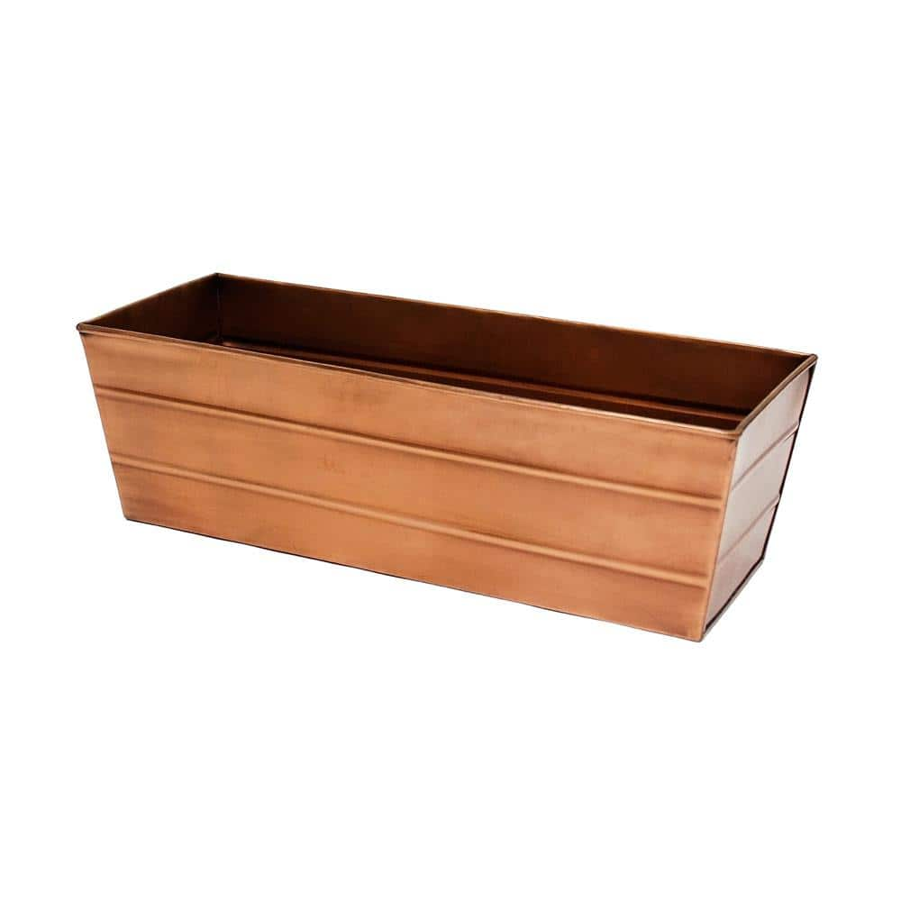 Achla Designs Medium Galvanized Steel Flower Box Planter， 24 in. W Copper Plated C-20C