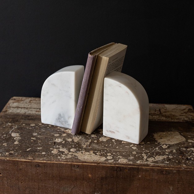 Set Of 2 Arch Bookends White Marble By Foreside Home amp Garden