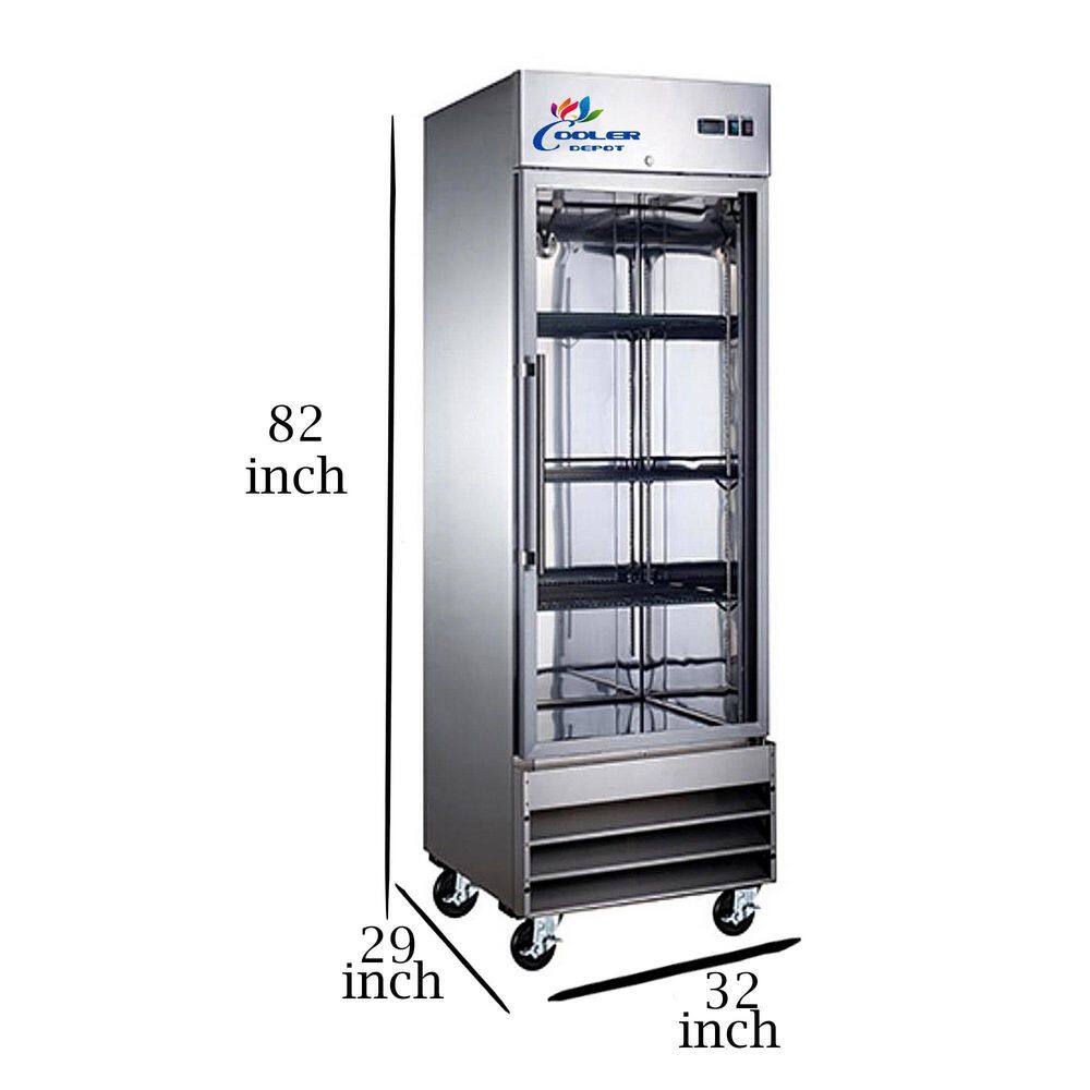 Cooler Depot 29 in. W 23 cu. ft. Single Glass Door Commercial Merchandiser Refrigerator in Stainless Steel CFD1R