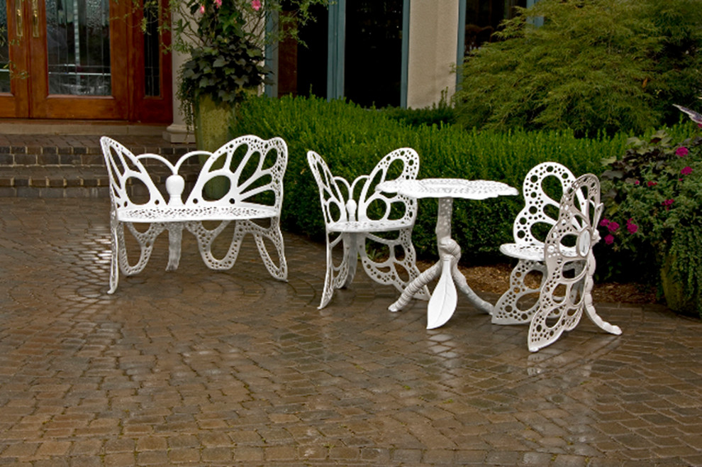 35H x 25W x 25D White Butterfly Deluxe Garden Set   Contemporary   Outdoor Pub And Bistro Sets   by IDEAZ International  LLC  Houzz