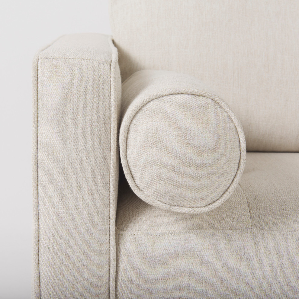Loretta 40.7Lx36.2Wx33.9H Cream Fabric Chair  Two Bolster Cushions   Midcentury   Armchairs And Accent Chairs   by Mercana  Houzz