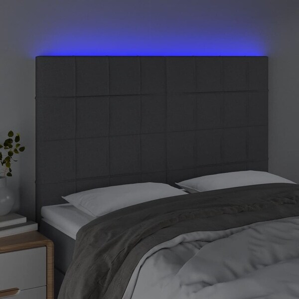 vidaXL LED Headboard Dark/Light Gray multisize Fabric - - 37421102