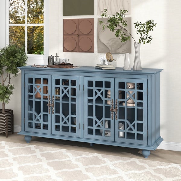 Sideboard with Adjustable Height Shelves Metal Handles and 4 Doors