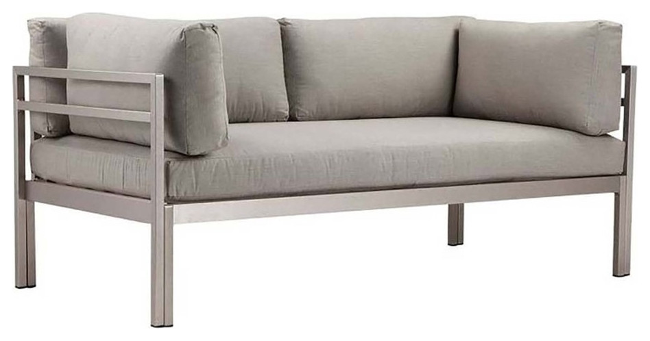 Pangea Home Cloud 25x65 quotModern Aluminum Sofa in Gray Finish   Contemporary   Sofas   by Homesquare  Houzz