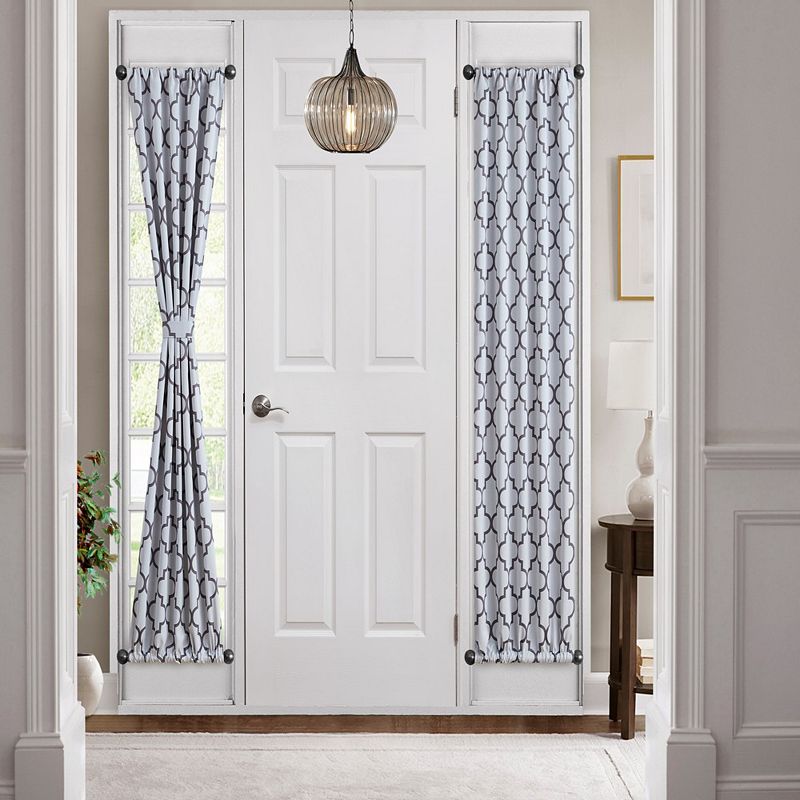 THD Lattice Print French Door Curtain Panel for Decorative Front Doors