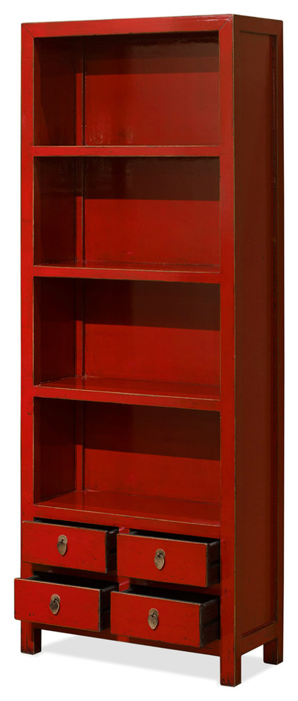 Elmwood Chinese Zen Bookcase  Red   Asian   Bookcases   by China Furniture and Arts  Houzz