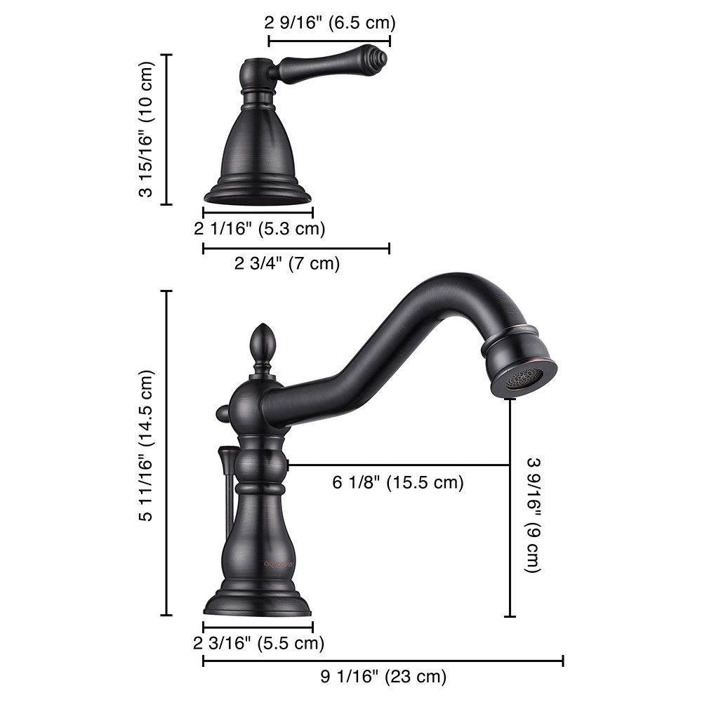 Aquaterior Widespread Faucet w/ Drain 3-Hole 2-Handle Cold Hot 6