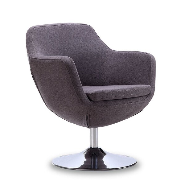 Manhattan Comfort Caisson Polished Chrome Faux Leather Swivel Accent Chair