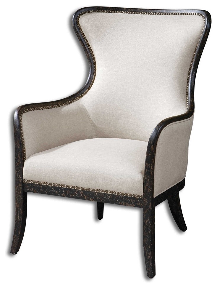 Sandy Wing Back Armchair By Designer Carolyn Kinder   Transitional   Armchairs And Accent Chairs   by Ownax  Houzz