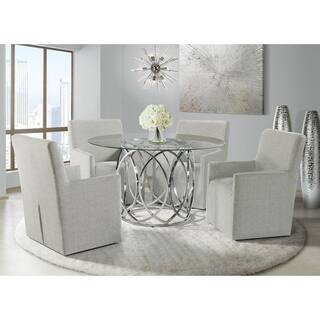 Picket House Furnishings Marcy 53 in. Round Dining Table in GlassChrome CDML100DTTB