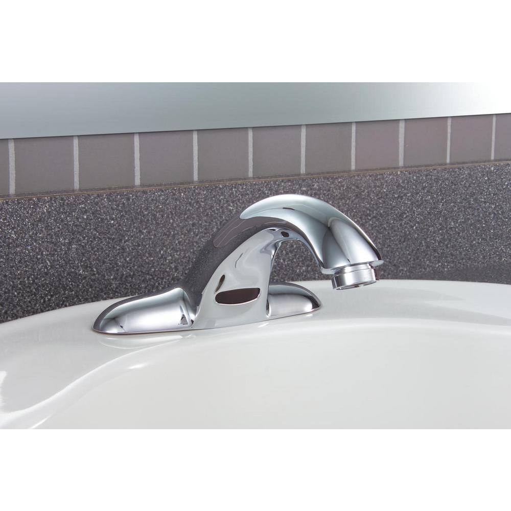 Delta Commercial Touchless 4 in. Centerset Single-Handle Bathroom Faucet with Battery Power in Chrome (Valve Not Included) 591T1250