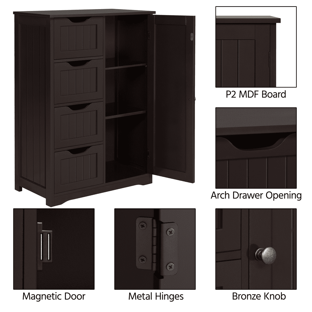 Easyfashion Wooden Bathroom Cabinet Storage Cabinet Espresso