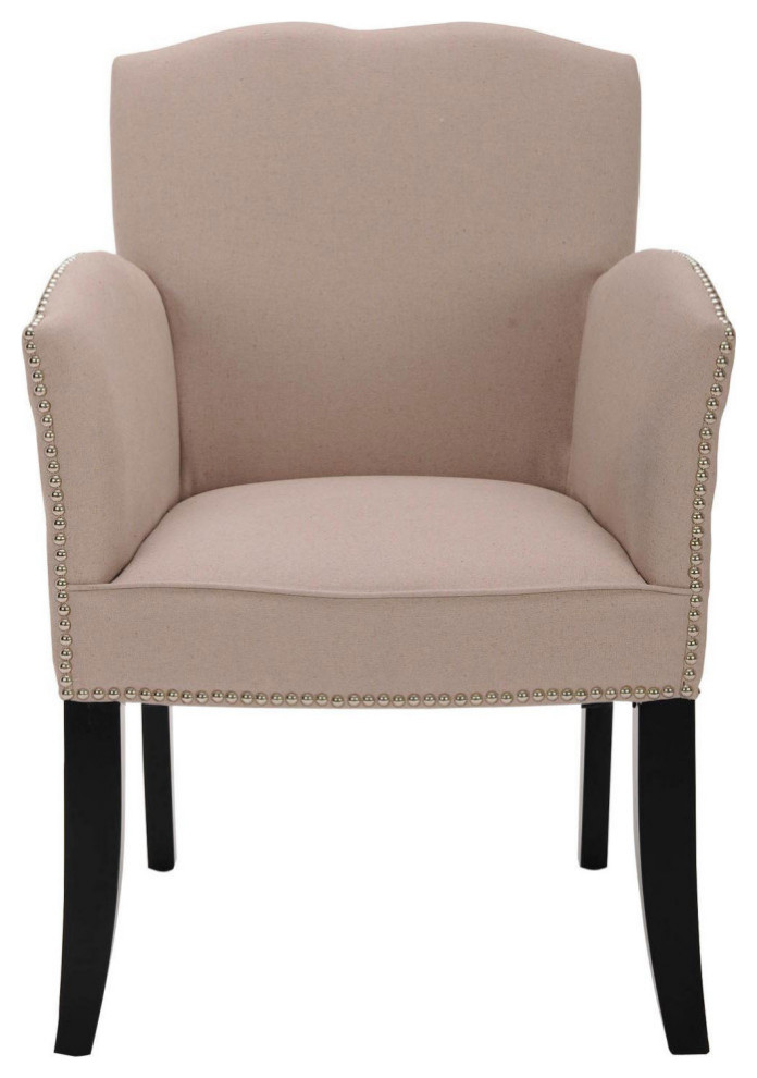 Monica Arm Chair With Silver Nail Head Taupe   Transitional   Armchairs And Accent Chairs   by AED Luxury Home Decor  Houzz