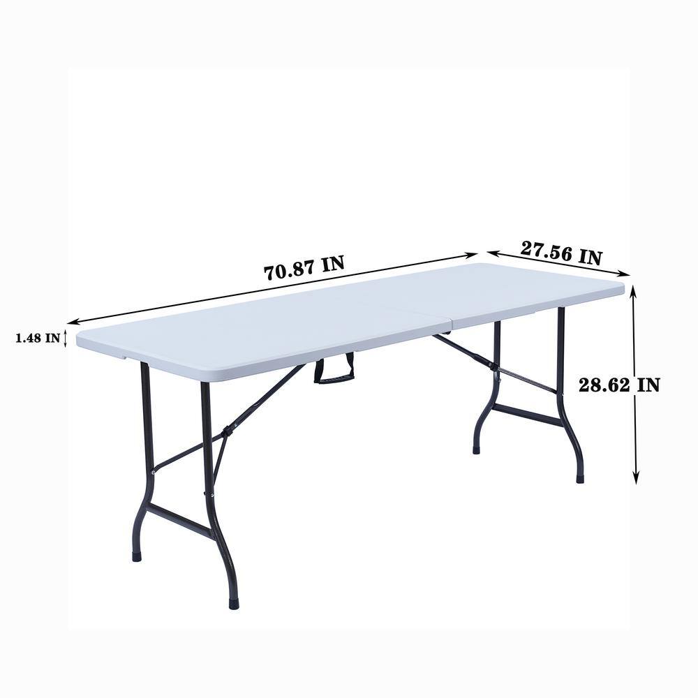 ANGELES HOME 6 ft Portable Folding Picnic Table Fold-in-Half Plastic Card Table for Camping Picnic 8CK70-OP829