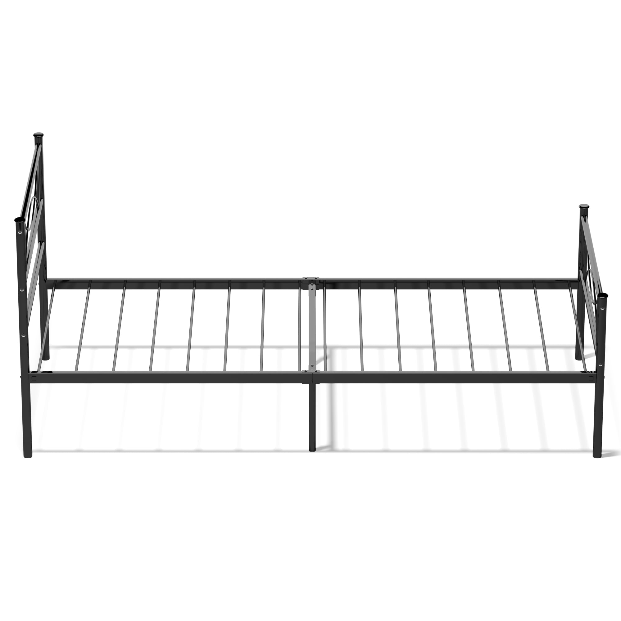 Teraves Single Metal Platform Bed Frame with Headboard for Kids Teens, Twin Size Kids Bed with Storage Space, Black