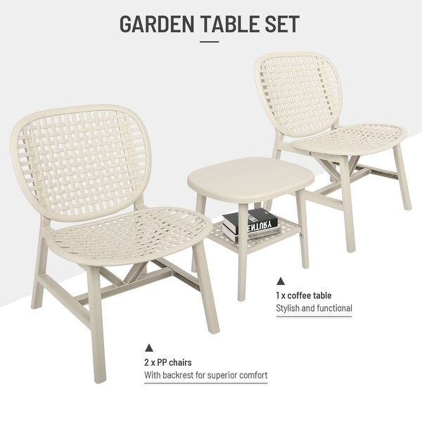 3 Pieces Hollow Design Retro Patio Table Chair Set All Weather Conversation Bistro Set Outdoor