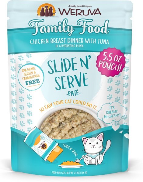 Weruva Slide N' Serve Family Food Chicken Breast Dinner with Tuna Pate Grain-Free Cat Food Pouches