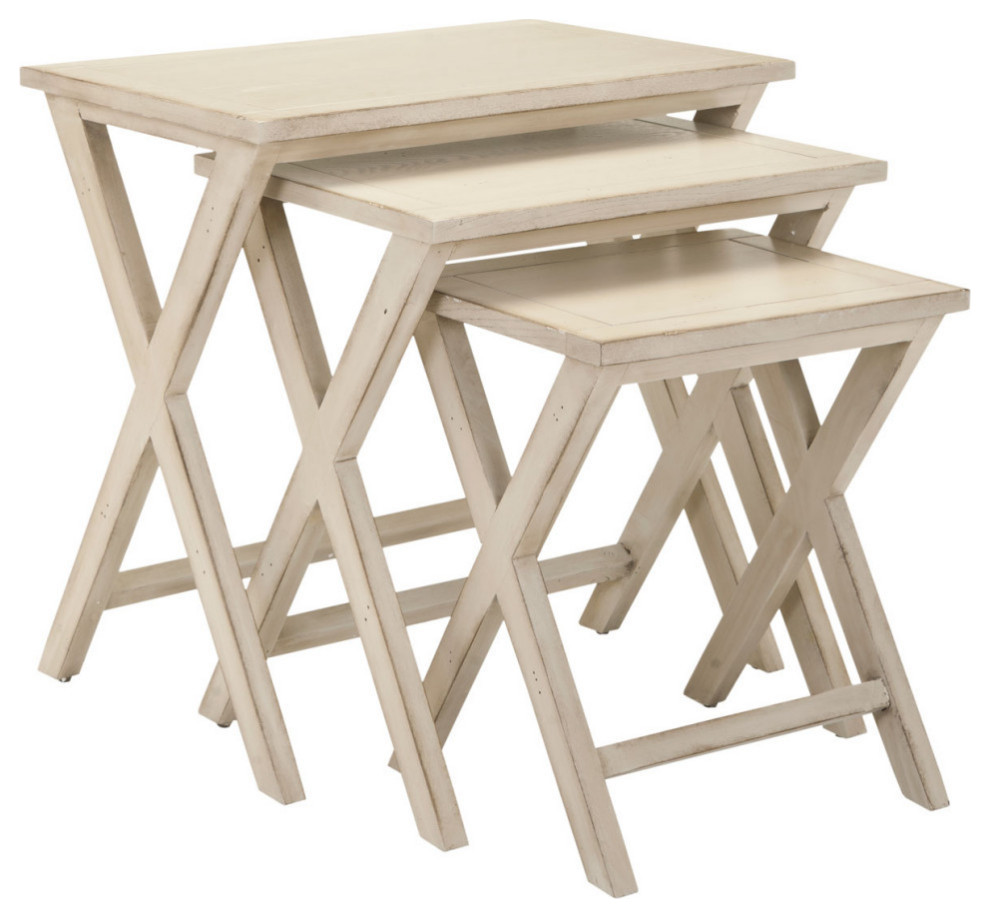 Beth Stacking Tray Tables  White Birch   Farmhouse   Coffee Table Sets   by Rustic Home Furniture Deco  Houzz