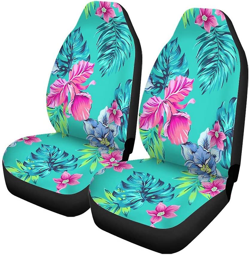 Set Of 2 Car Seat Covers Tropical Universal Auto Front Seats Protector Fits For Car，suv Sedan，truck