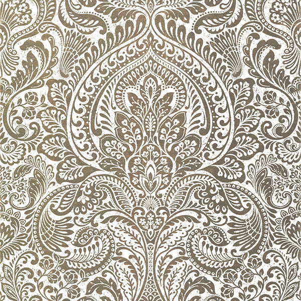 Artemis Gold Floral Damask Wallpaper from the Lustre Collection