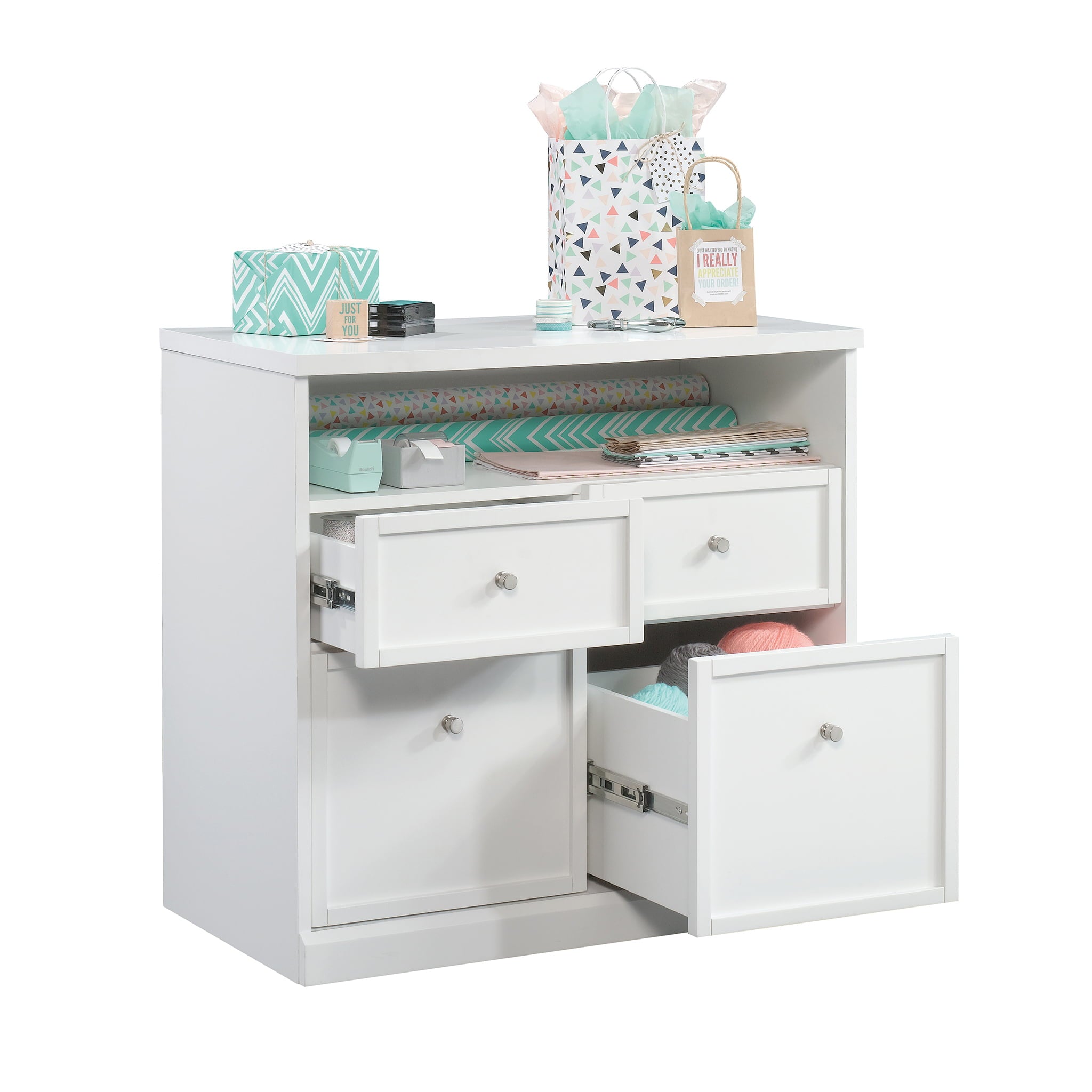 Better Homes & Gardens Craftform Sewing and Craft Storage Cabinet with Drawers, White