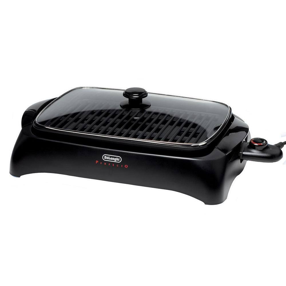 DeLonghi Perfecto Healthy 192 sq. in. Black Aluminum Indoor Grill with Lid BG24