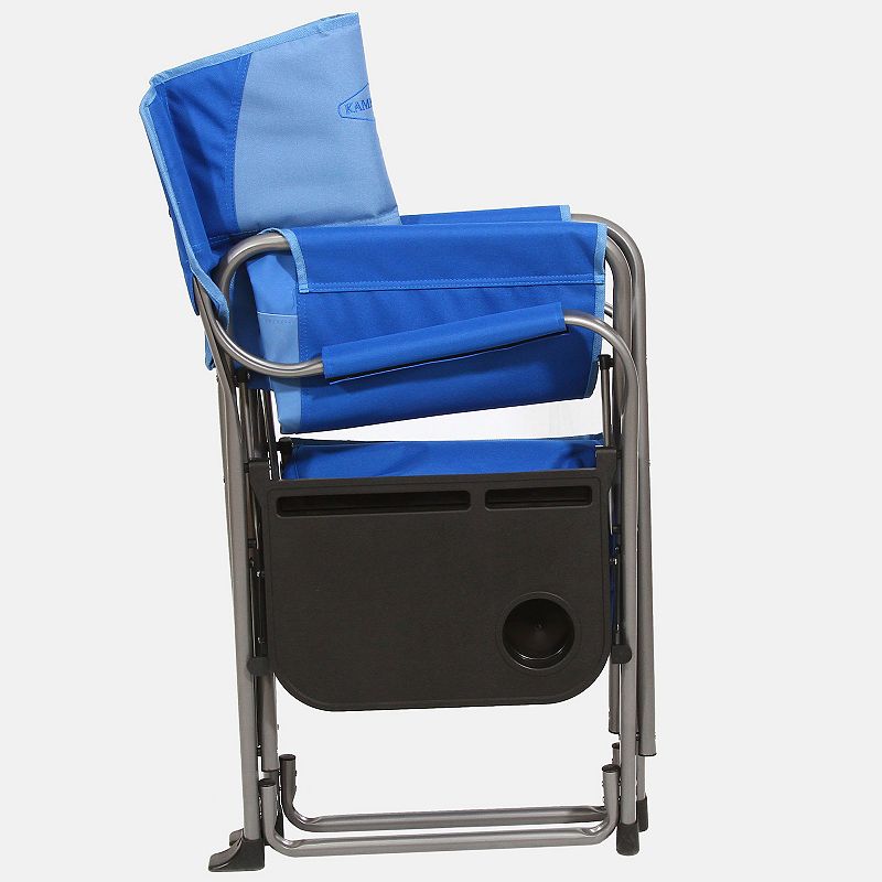 Kamp-Rite Portable Director's Chair with Cooler， Cup Holder， and Side Table， Blue