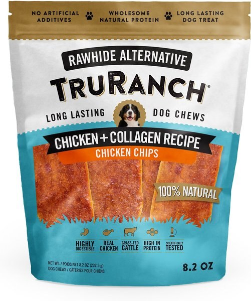 TruRanch Chicken Collagen Chips Hard Chew Dog Treats， 6-in， 8.2-oz bag