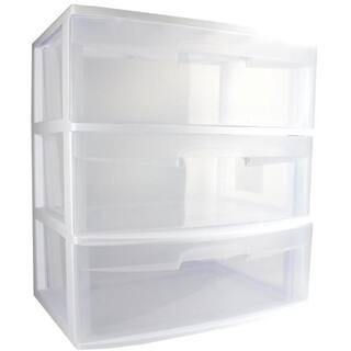 Sterilite 25.625 in. H x 15.25 in. W x 21.875 in. D Home 3 Drawer Wide Storage Cart Container with Casters (4-Pack) 4 x 29308001