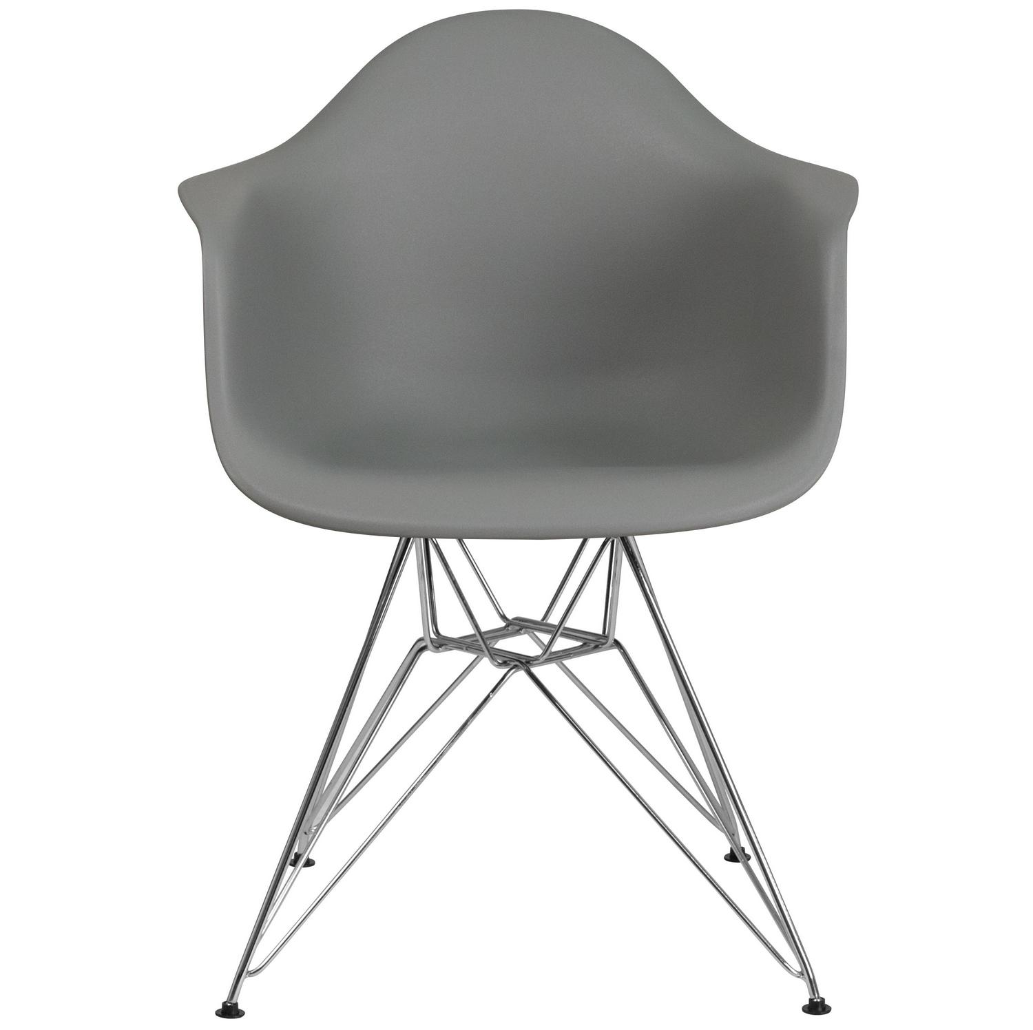 Flash Furniture Alonza Series Moss Gray Plastic Chair with Chrome Base