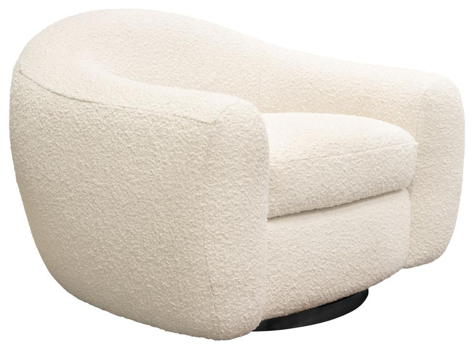 Pascal Swivel Chair in Bone Boucle Textured Fabric w/ Contoured Arms  ampBack...   Contemporary   Indoor Chaise Lounge Chairs   by BisonOffice  Houzz