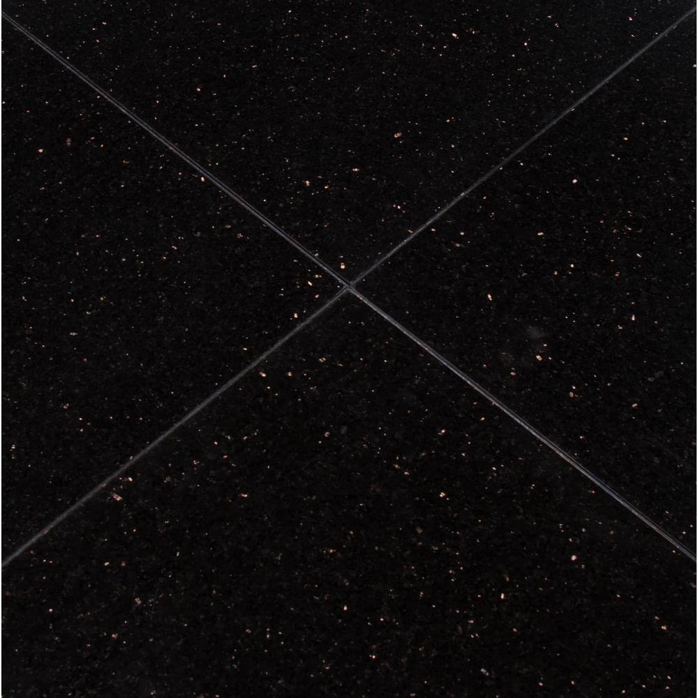 MSI Black Galaxy 12 in. x 12 in. Polished Granite Stone Look Floor and Wall Tile (10 sq. ft.Case) TBLKGXY1212