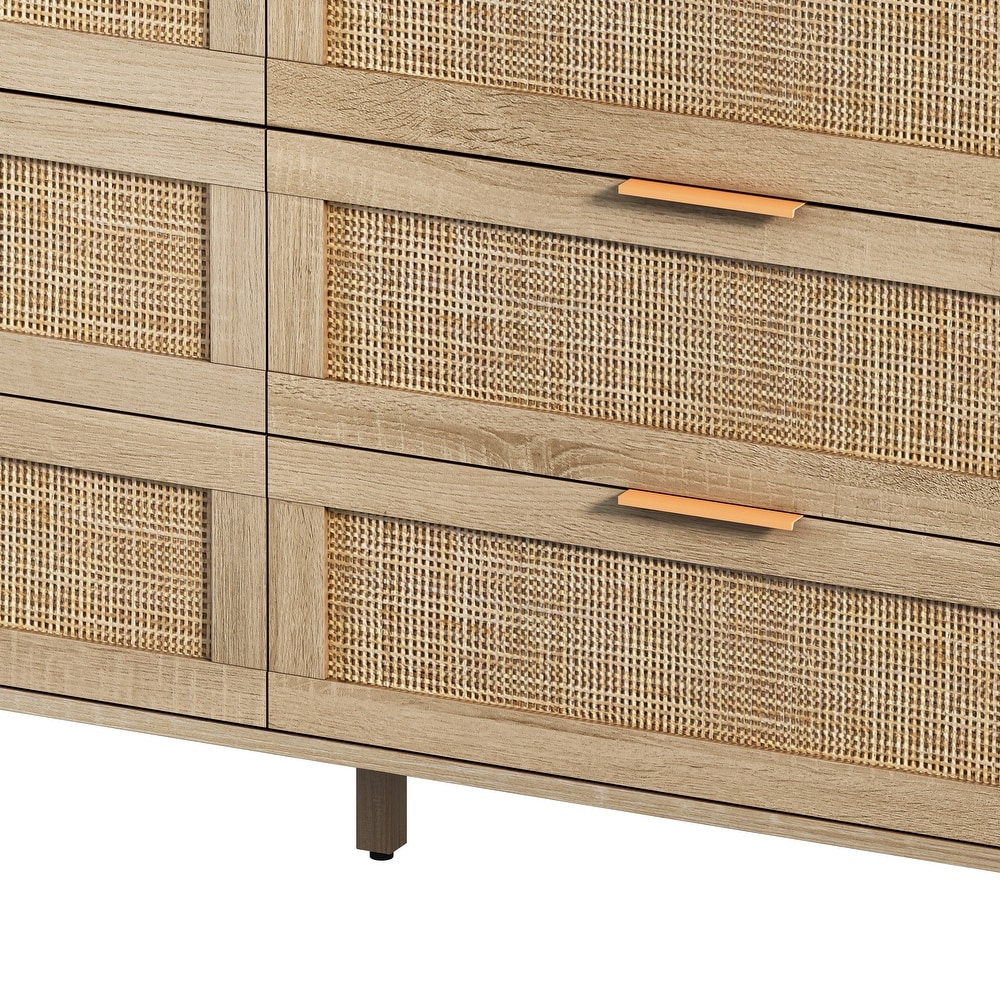 6 Drawers Rattan Storage Cabinet Rattan Drawer for Bedroom