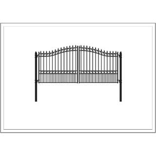 ALEKO London Style 16 ft. x 6 ft. Black Steel Dual Driveway Fence Gate DG16LOND-HD