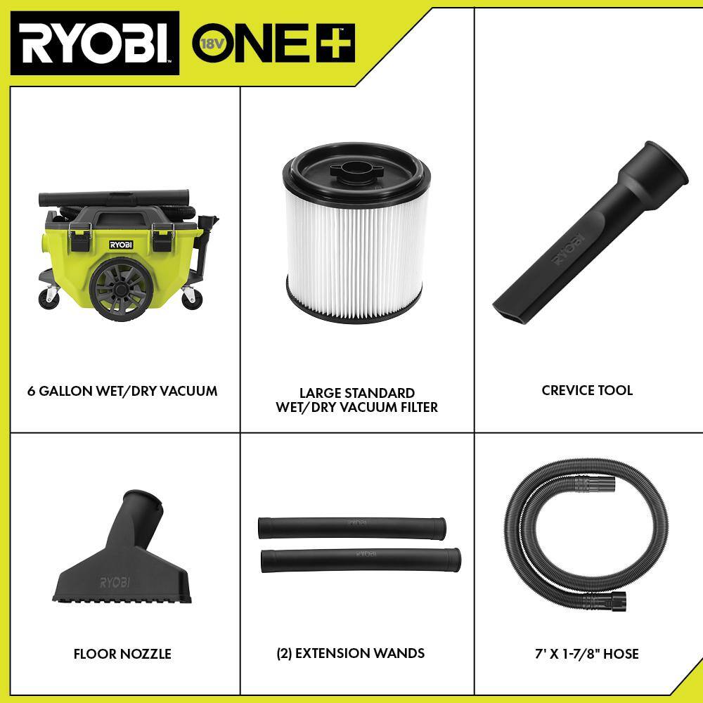 RYOBI ONE+ 18V Cordless 6 Gal. Wet Dry Vacuum (Tool Only) PCL735B