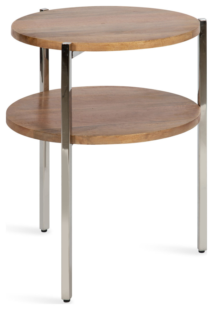 Lamaar Round Side Table  Natural/Silver 19x19x25   Contemporary   Side Tables And End Tables   by Uniek Inc.  Houzz