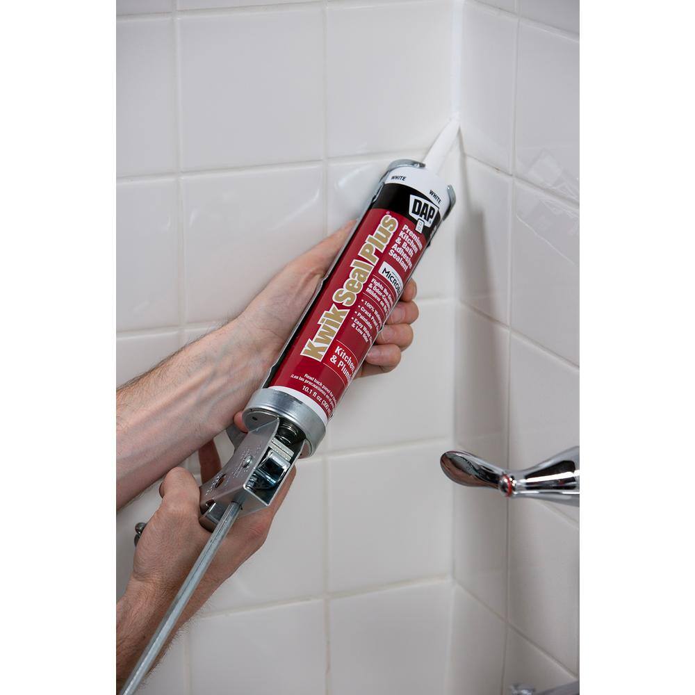 DAP Kwik Seal Plus 10.1 oz. White Premium Kitchen and Bath Siliconized Caulk (12-Pack) 7079818510