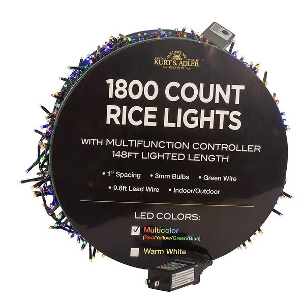 Kurt Adler 1800Light 148Foot MultiColor LED Rice Light Set